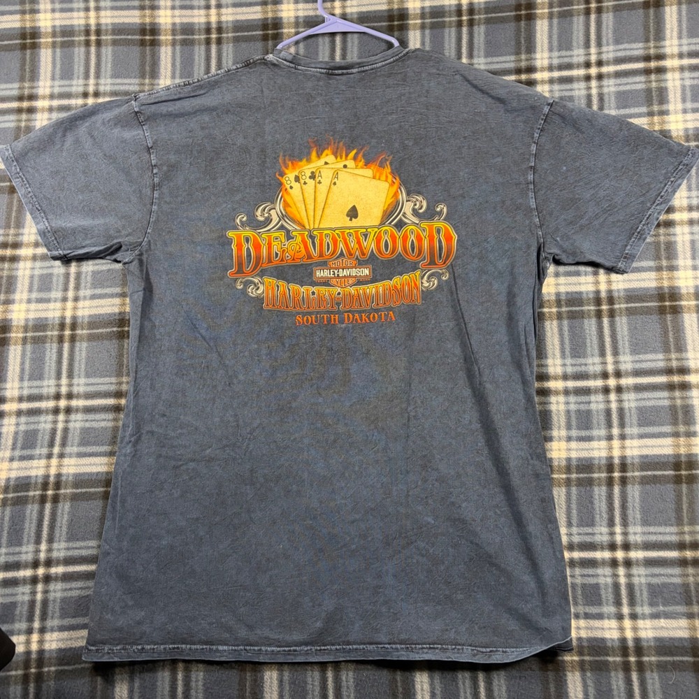 Harley Davidson Mens Sturgis 75th Anniversary T-Shirt Deadwood SD Eagle Blue XL - Picture 5 of 6